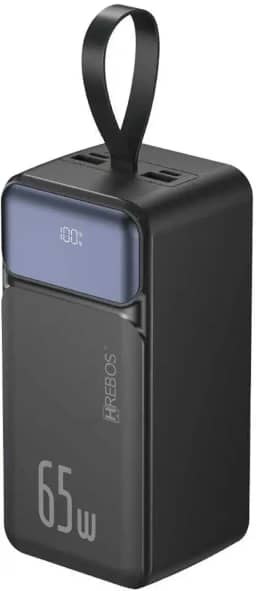 Carregador Portátil Power Bank Premium Turbo de 65w com 50.000mAh para Macbook, Notebook, Celular, Tablet Carregador Universal Potente Com Led Digital de Bateria Hrebos Premium PB-960 50000 mAh