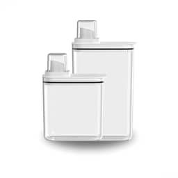 KIT DISPENSER AMACIANTE SABAO EM PÓ FLOW 2,3L E1,5 BRANCO CINZA BEGE FECHADO LAVANDERIA LAVABO MÁQUINA DE LAVAR COM DOSADOR (BRANCO)