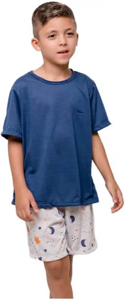 Conjunto Pijama Infantil Diones Menino Com Camiseta Lisa E Shorts