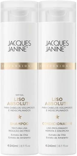 Kit Jacques Janine Liso Absoluto Shampoo e Condicionador Desembaraçante Anti Frizz Liso Prolongado 240ml