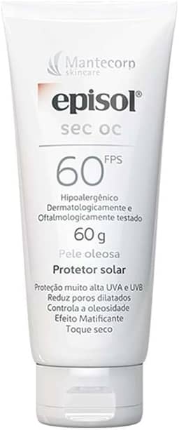 Protetor Solar Facial Episol Sec Oc Fps 60 - Sem Cor - 60ml - Para Peles Mistas a Oleosas - Acabamento Matte - Mantecorp