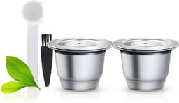 i Cafilas Conjunto de 2 cápsulas reutilizáveis de café expresso crema de aço inoxidável para recarga de cápsulas para máquinas Nespr*sso