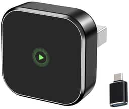 Adaptador Wireless CarPlay e Android Auto 2 em 1 (Versão 2025), Conversor de Cabo para Sem Fio, Dongle USB Mini de Liga de Alumínio, Plug & Play, Encaixe Angular Discreto, Sem Atrasos para Carros 2016