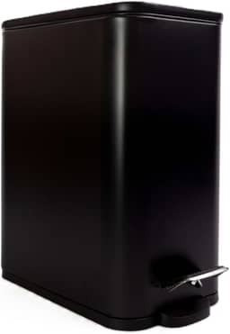 Lixeira 5L Pedal Tampa Fechamento Suave Soft Close Modelo Slim Retângular Premium Compacta Cozinha Banheiro Escritório