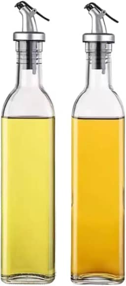 Kit 2 Porta Azeite e Vinagre de Vidro com Dosador – Galheteiro para Cozinha, Azeiteira e Vinagreira, Recipiente para Temperos, Dispenser de Óleo e Vinagre, Garrafa para Molhos e Condimentos - Up Shop