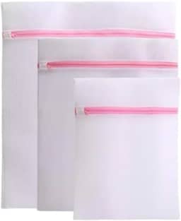 Conjunto De 3 Sacos Para Máquina De Lavar Roupas Delicadas Kit Com 3 Saquinhos Lingerie Lavanderia Lavagem Tamanhos P/M/G Com Zíper Resistente