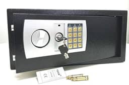 Cofre Eletrônico Digital em Aço Com Teclado e Chave Reserva (PRETO, GRANDE 43X33X20 CM)