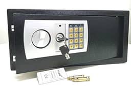 Cofre Eletrônico Digital em Aço Com Teclado e Chave Reserva (PRETO, GRANDE 43X33X20 CM)