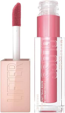 Maybelline NY Lip Lifter Gloss Brilho Labial com Ácido Hialurônico, Promove Lábios Volumosos, Hidratados e Cheios de Brilho, Aplicador XL para Make Glow, Cor Petal, 5.4ml