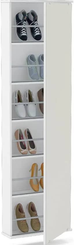 Sapateira Itabuna 1 Porta com Espelho e Prateleiras Branco Politorno