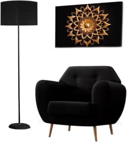 Luminária de Piso com Cúpula em tecido Skyshow® Abajur de Chão Coluna