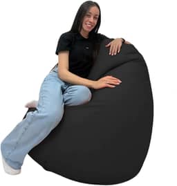 Puff Pêra Cheio C/Enchimento Decoração Conforto Eventos Gigante (Preto)