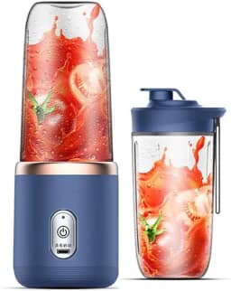 Original Fresh Juice Mini Liquidificador Portátil Elétrico Copo Liquidificador Portatil Recarregável USB Sem Fio Base (400ml, Azul)
