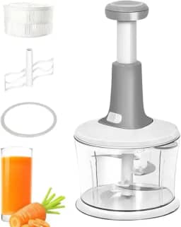 Processador de Alimentos Manual 1500ml Ideal Para Todos Os Tipos De Legumes e Verduras 3 Laminas Aço Inoxidavel Praticidade e Agilidade na Cozinha - Cores Sortidas