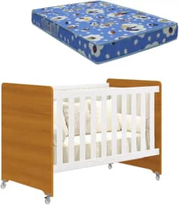 Berço Americano Evolution Multifuncional 4 em 1 Branco Fosco/Savana com Colchão - Reller