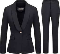 Conjunto de 2 peças de terno de negócios feminino, um botão, cor lisa, blazer