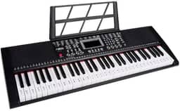 Teclado Musical Arranjador, 61 Teclas, 200 Timbres, 200 Ritmos, Display LED, com Microfone e Fonte 9V