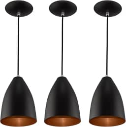 Kit 3 Pendentes Vegas Premium Gourmet Aluminio Preto/Cobre