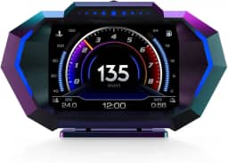 BY-J Car Hud Heads Up Display Velocímetro GPS digital, visor Obd2, medidor de inclinação do ângulo do carro, acelerômetro com velocidade do veículo KM/h MPH, RPM, relógio, aviso de sobrevelocidade,