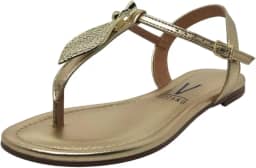 Sandalia Feminina Rasteira Casual Dourada Dia a Dia Vizzano