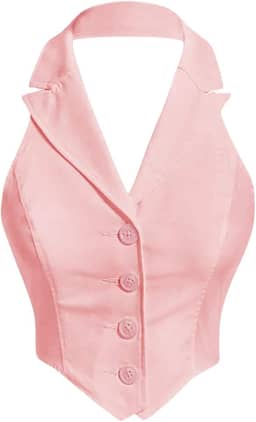 Blazer feminino assimétrico frente única cropped sem mangas