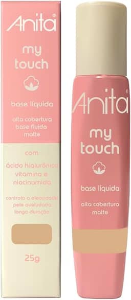 Base Líquida Matte Anita MY TOUCH Alta Cobertura - Foundation Longa Duração para Pele Oleosa - Cor 05