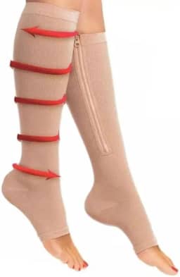 Meias De Zíper Com Média Compressão Para Pernas Inchadas Varizes Trombose Dores Lipedema Edemas Tratamento Ortopédico - Unissex