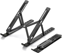 Suporte Ajustável para Notebook – Base Ergonômica Antiderrapante e Dobrável para Apoio de Notebook e Laptops – Compatível com Todas as Marcas, Ideal para Trabalho e Home Office (Preto)