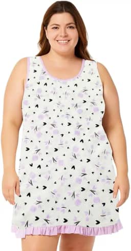 Camisola Regata Feminina Plus Size Estampa Floral Confortável Camisão Dormir Verão Extra Grande
