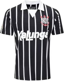 CAMISA POLO CORINTHIANS RETRÔ KALUNGA, MASCULINA, PRETA
