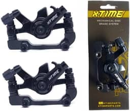 Kit 2 Pinças de Freio Disco Com Pastilhas Dianteira e Traseira Mecânica Bicicleta Mtb X-Time