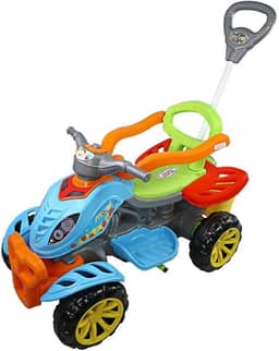 Quadriciclo Infantil Spider com Haste, Carrinho de Passeio e Pedal, Ideal para Meninas e Meninos, Rodas Antiderrapantes, Anel de Limitação e Suporte para Bolsa Diversão e Segurança (Tradicional)