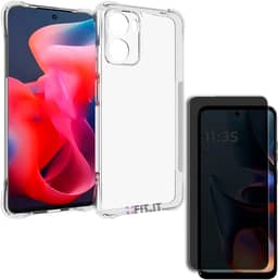 Kit Capa Capinha Anti Impactos e Película Privacidade para Motorola Moto G05