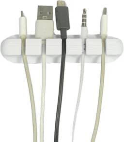 Organizador de Cabos 5 Entradas – Suporte Adesivo para Mesa, Parede ou Carro | Organizador de Fios USB, Tipo-C, Carregador – Preto ou Branco (Branco, 5 Entradas)