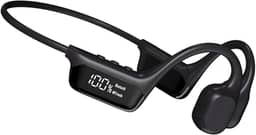 Fone de ouvido IPX8 à prova d'água de condução óssea sem fio Bluetooth 5,4 + 32 GB de RAM MP3 Player HiFi Music Sport Swimming Headset com microfone (preto)