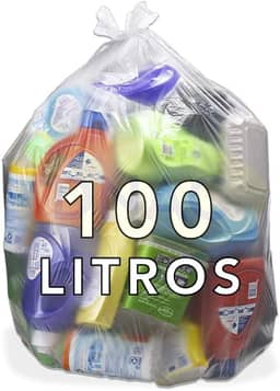 Saco De Lixo 100 Litros Transparente 70x90cm 3,5 Micras Coleta Seletiva Com 100 Unidades - DNAC
