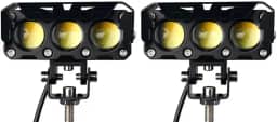 Par Farol Milha Moto Led Auxiliar 120W 18000LM Neblina Lampada Lente Auxiliar Três Lentes Luz De Cor Dupla