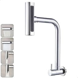 Torneira Gourmet Inox 4 Jatos Cozinha SOFTINOX – Giratória 360°, Instalação em Bancada/Parede, Diversas Cores, 1/4 de Volta, Funções (Cascata, Chuveirinho, Spray e Concentrado) (Parede, Cromada)