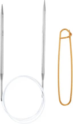 Generic Agulhas de tricô circulares de aço inoxidável de 101,6 cm, agulhas de tricô de 8/5 mm, 15 cm com suporte de ponto de tricô para tricô rápido, ponta a ponta, cachecóis, colares