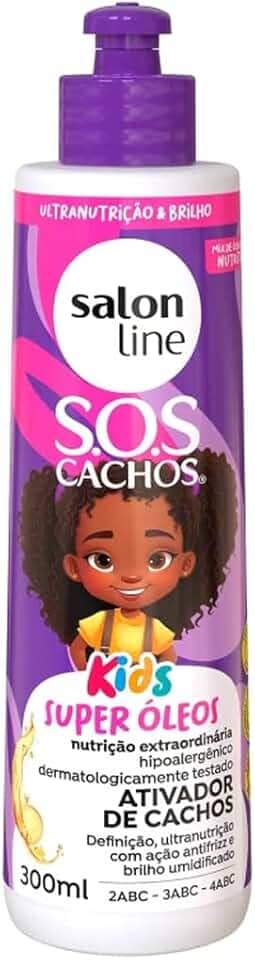 Salon Line, Ativador de Cachos Kids, SOS Cachos, Super Óleos, Vegano - Para Cabelos Cacheados e Crespos, 300 ml