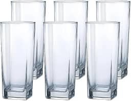 Jogo de 6 Copos de Vidro Texas 315 ml Design Quadrado Elegante e Resistente Ideal para Suco Água Refrigerante Drinks e Café Transparente para Cozinha Bar e Restaurante