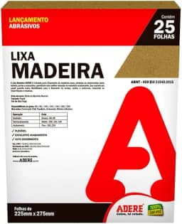 Folha Lixa madeira Papel Bege Adere Lmd120 225mmx275mm - 25 Folhas