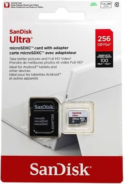 Cartão de Memória SanDisk Micro SD 256GB UHS-I Classe 10 com Adaptador - SDSQUNR-256G-GN6TA