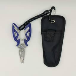 Alicate de remoção de anzol com trava de segurança, bainha e cordão, adequado para corte e amarração