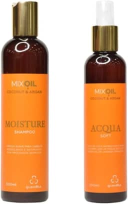 Kit Grandha Pós-Praia e Piscina Mix Oil Coconut Argan Reparação dos Cabelos Ressecados (Moisture Shampoo 300ml + Acqua Soft 200ml)