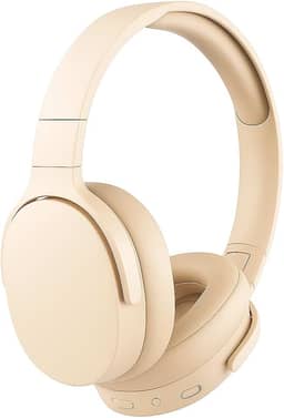 Fone de Ouvido Bluetooth 5.3 Headphone On-ear Sem Fio Fone Para Academia e Corridas, com Cancelamento de Ruído Dobrável com microfone Integrado PREMIUM (Bege)