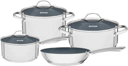 Jogo de Panelas Tramontina Una Ceramic em Aço Inox Fundo Triplo com Revestimento Interno Cerâmico Grafite 4 Peças