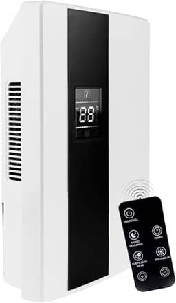 BVX Desumidificador de Ar 2000ml, Painel Digital LED, Controle Remoto, Tecnologia Peltier Silenciosa, para Ambientes até 25m², Funções Purificação e Descongelamento, Branco