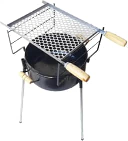 CHURRASQUEIRA A CARVÃO REDONDA COMPLETA COM GRELHA