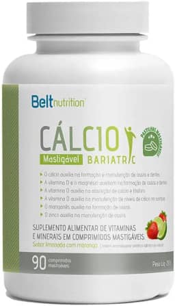 Cálcio Mastigável Bariatric - 90 comprimidos - Sabor Limonada com morango - Belt Nutrition